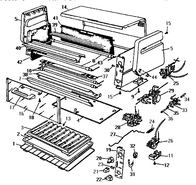 Replacement Parts Diagram and Parts List for TRO515  Black and Decker Toaster Oven